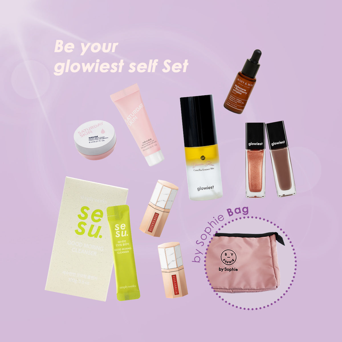 by Sophie Be your glowiest self Set (8 Beauty Products + by Sophie Bag)