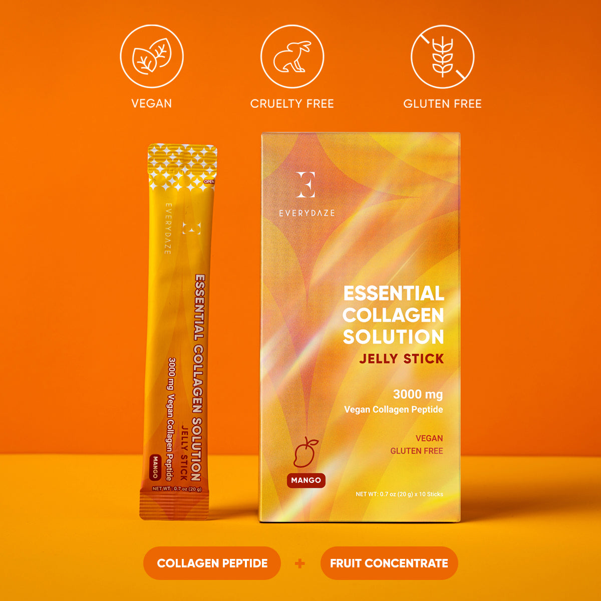 EVERYDAZE Collagen Solution Jelly Stick Mango - 20 Sticks (10 Sticks * 2)