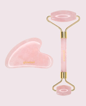Product Image for glowiest Rose Quartz Gua Sha and Face Roller Set
