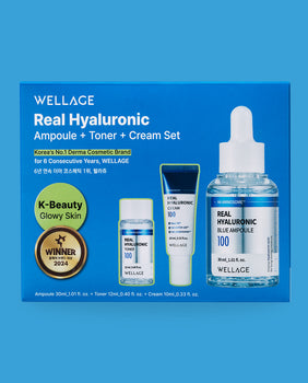 Product Image for Wellage Real Hyaluronic Ampoule (30mL) + Toner (12mL) + Cream (10mL) Set