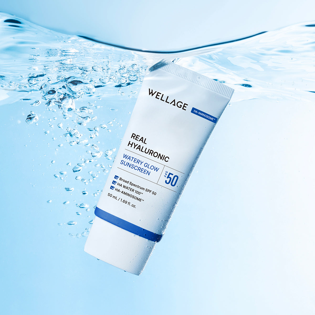 Wellage Real Hyaluronic Watery Glow Sunscreen 50mL l Set of 2