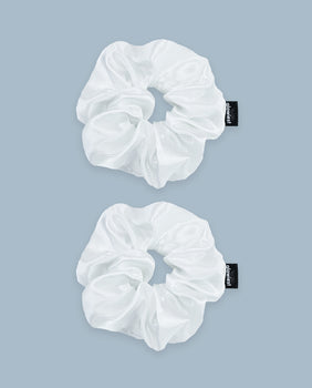 Product Image for glowiest Effortless Satin Hair Scrunchie (White) - Set of 2